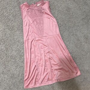 Altar'd State Dusty Rose Crochet Yoke Sleeveless Top NEW